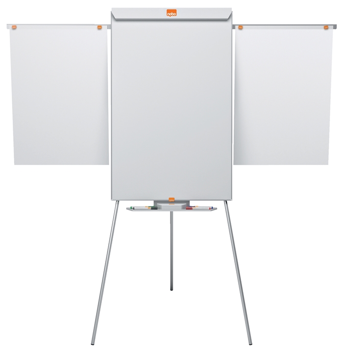 Nobo Flipover Classic met 3 poten en een geëmailleerd whiteboard.