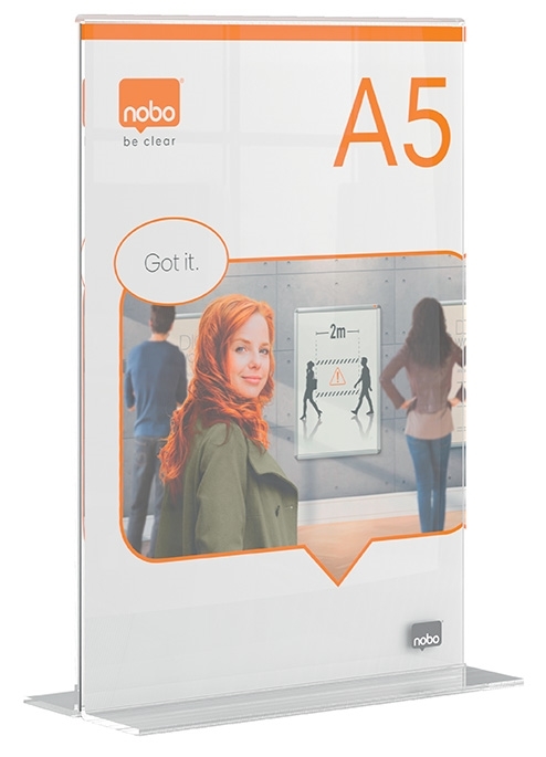 Nobo Skiltehouder Premium Plus acryl T-voet A5