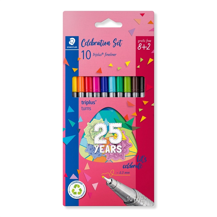 Staedtler Fineliner Triplus 0,3mm 25 jaar set (8+2)