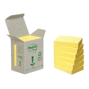 3M Post-it Notes 38 x 51 mm, gerecycled geel - 6 stuks