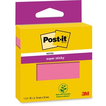 3M Post-it notitieblaadjes superplakkerig roze 76 x 76 mm, - 90 vellen