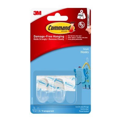 3M Command kleine transparante haken met transparante strips 170.