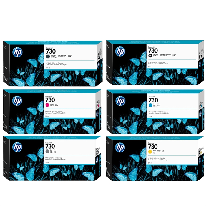 Volledige set inkt HP 730 inktcartridges voor HP Designjet