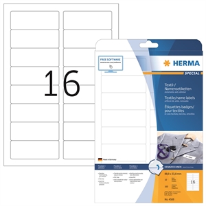 HERMA naam/textiellabel verwijderbaar 88,9 x 33,8 wit mm, 160 stuks.