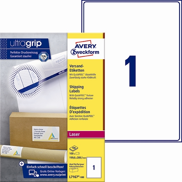 Avery L7167-100 Verzendlabels 199,6 x 289,1 mm QP+UG mm, 1 st.