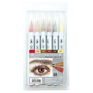 ZIG Clean Color Pensel Pen Set met 6 stuks huidskleuren II.